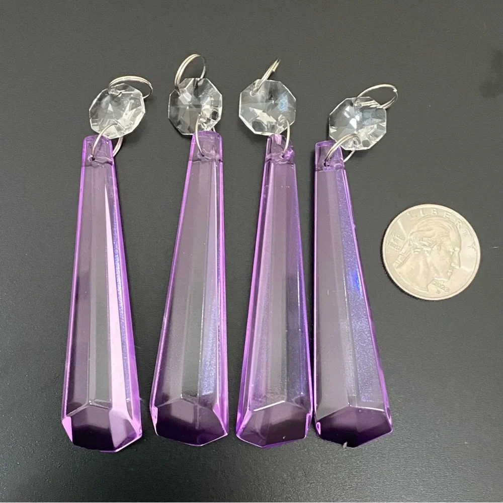 22pcs  Lilac Lavender Purple 3.5” Icicle Drop Chandelier Prism Lamp Replacement - Picture 5 of 12
